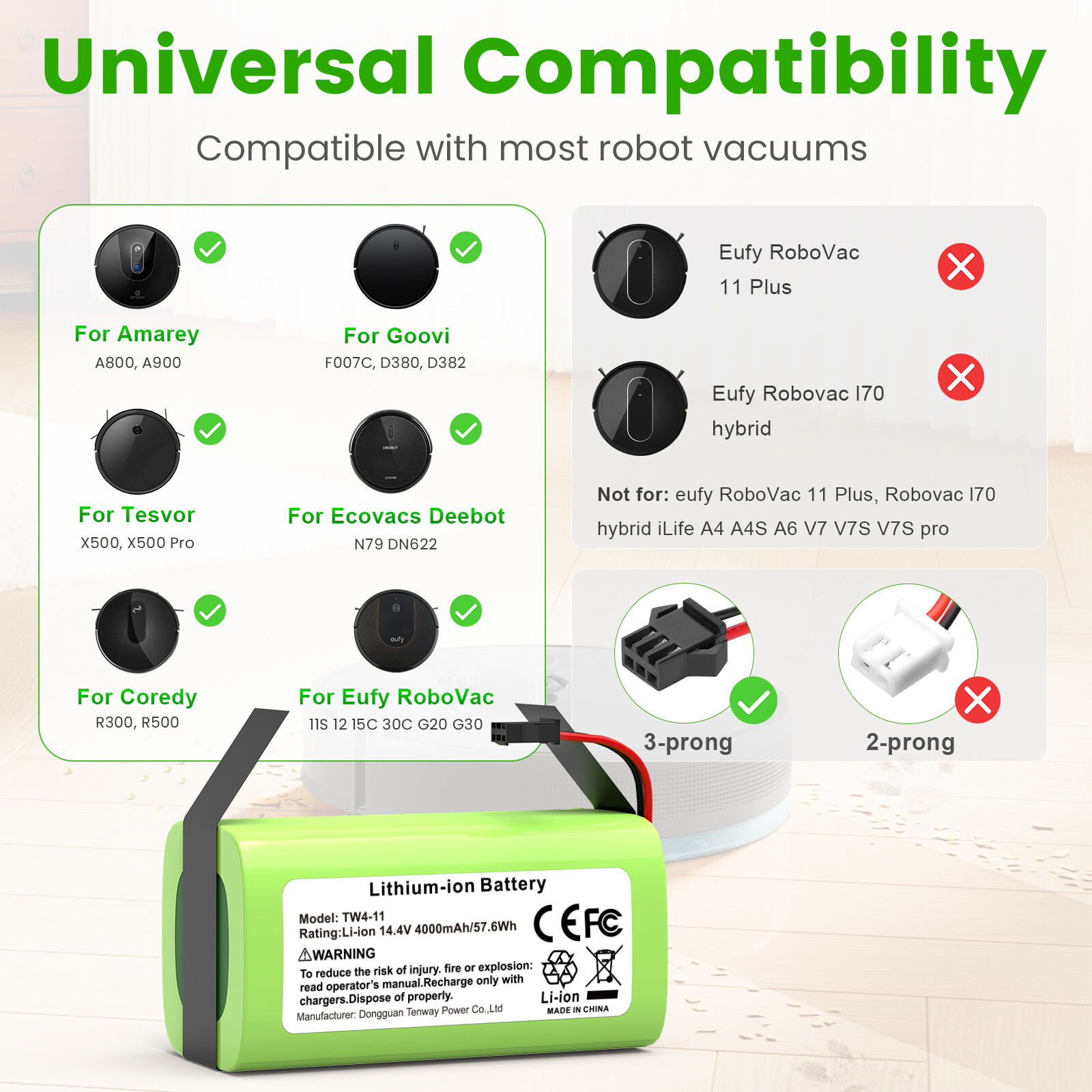For Eufy RoboVac 11S Max,11S, 15T, 15C, 15C Max, 30, 30C Max replacement battery