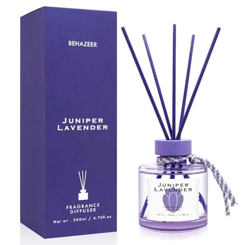 Reed Diffuser, 6.77OZ/200ML Large Capacity Natural Non-Toxic Juniper Lavender