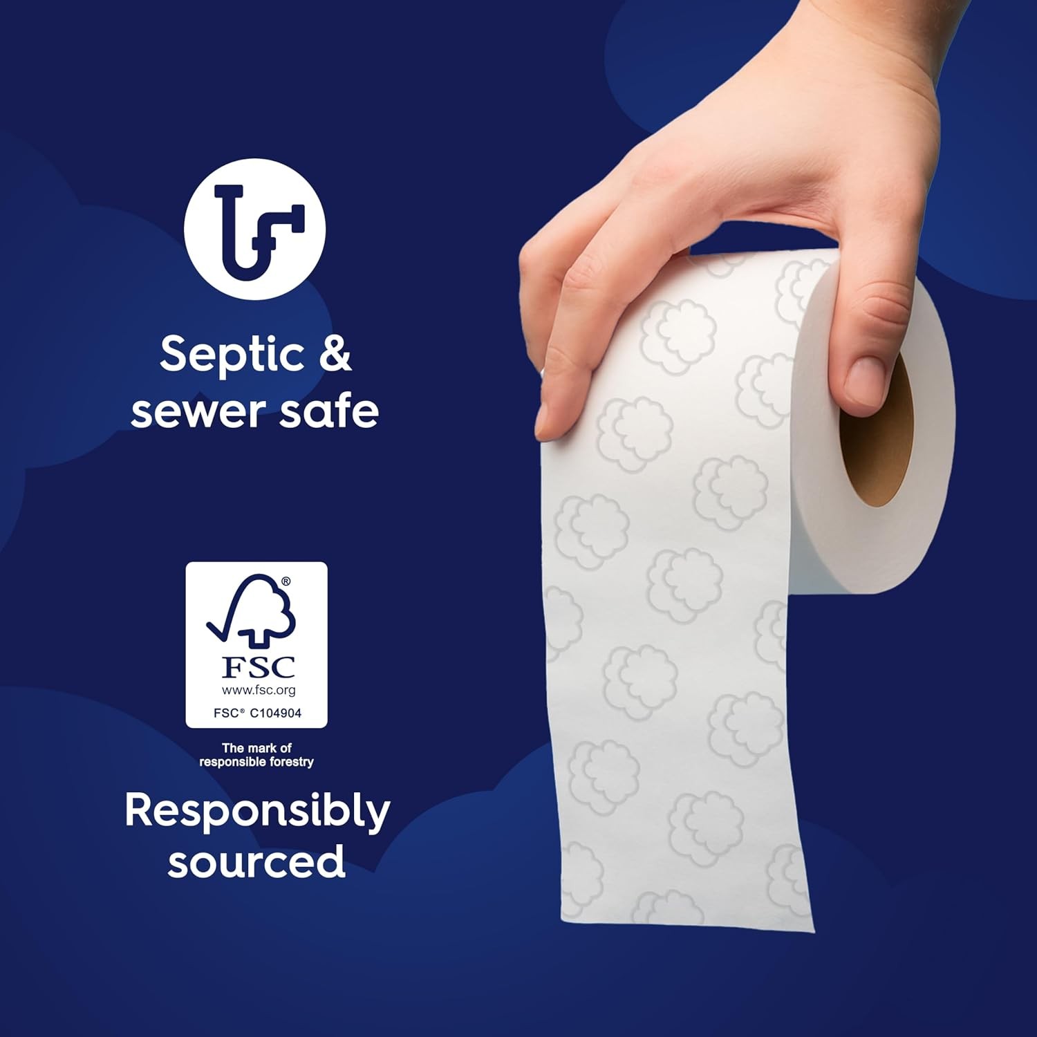 White Cloud Ultra Soft and Strong Bath Tissue Mega Rolls 4 Packs 96 Regular