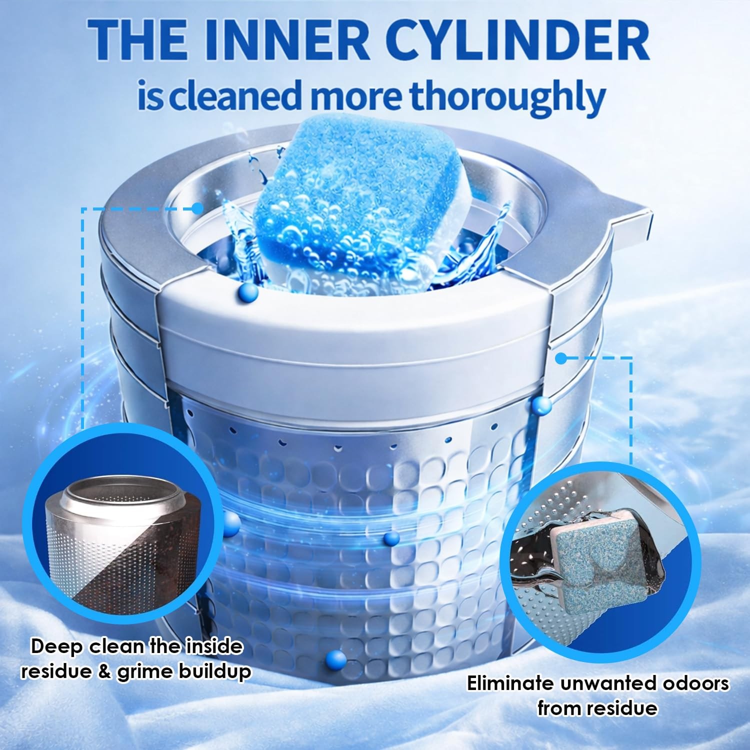 Washing Machine Cleaner Tablets 24 Pack Enzyme Deep Clean Front Load Washer