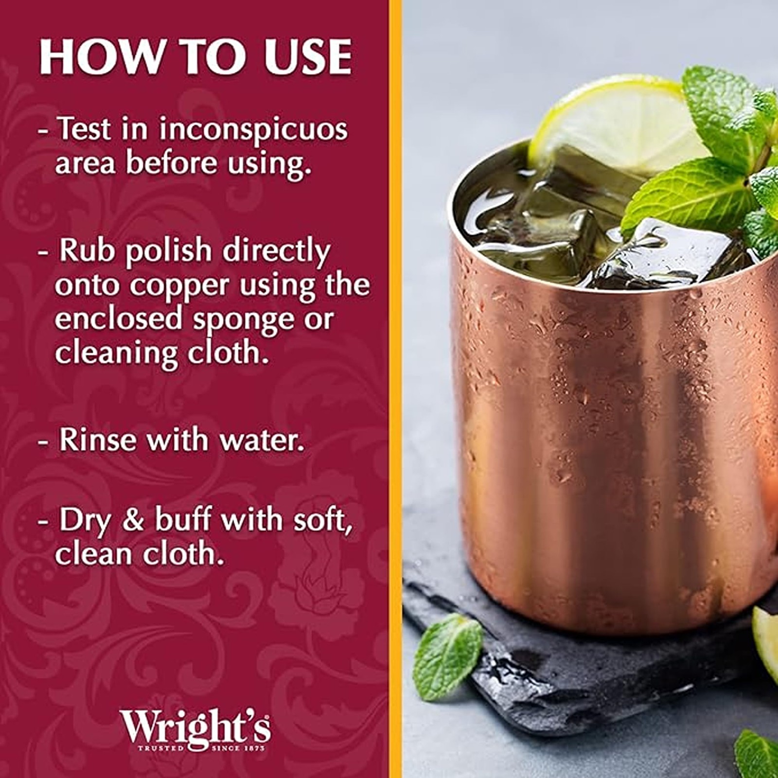 Wright’s Copper, Brass Cream Cleaner 8 Ounce Gently Cleans and Removes Tarn…