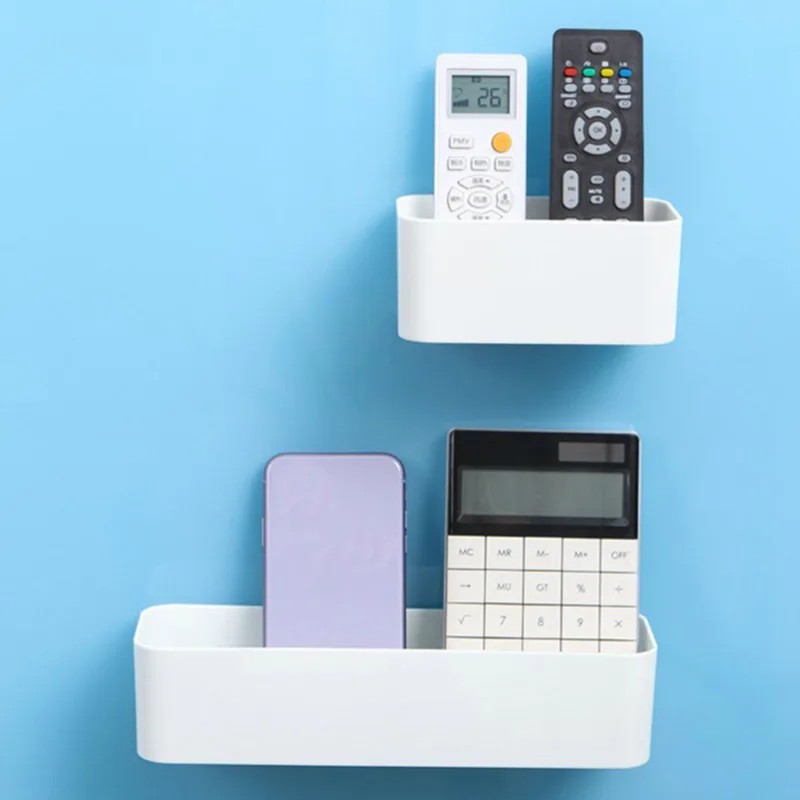 Wall Mounted Remote Control Holder Cosmetic Storage Box Phone Organizer Case 1pc