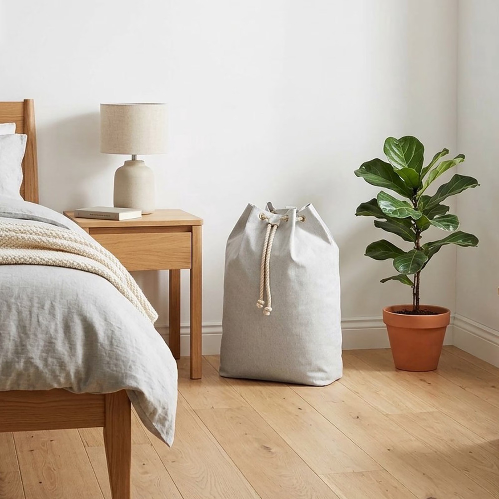 Cotton Blend Large Laundry Bag Sturdy Drawstring for Clothes Storage