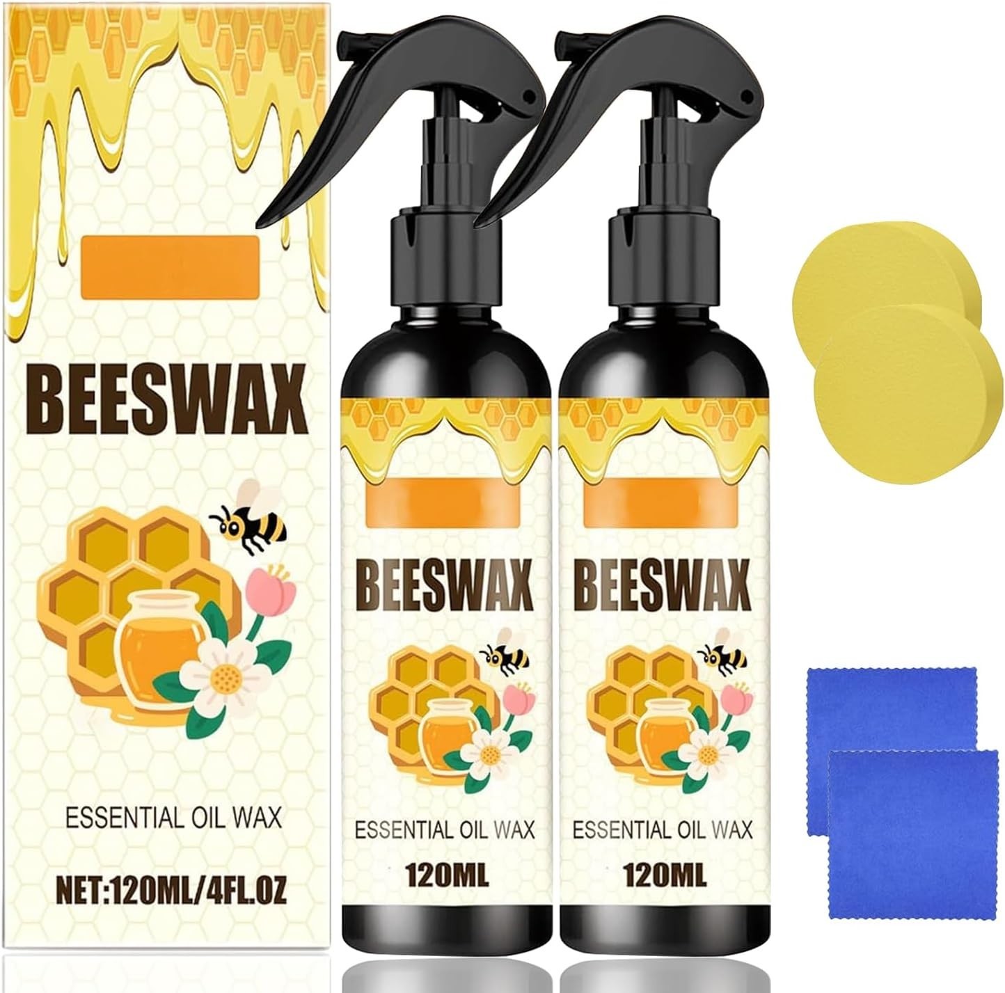 2PCS Beeswax Spray,Natural Furniture Polish, Spray Cleaner, Wood Polishing