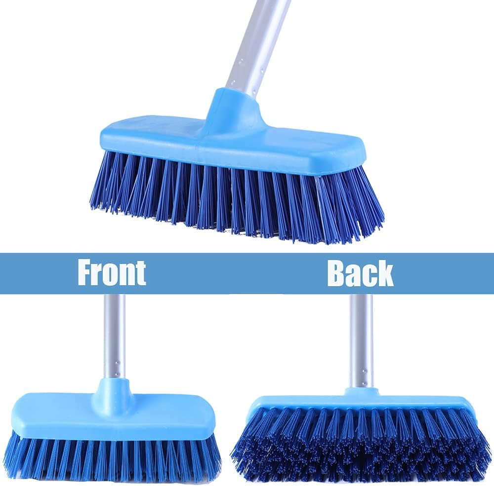 Deck Scrub Brush with Long Handle for Indoor and Outdoor Cleaning | Stiff Bristl