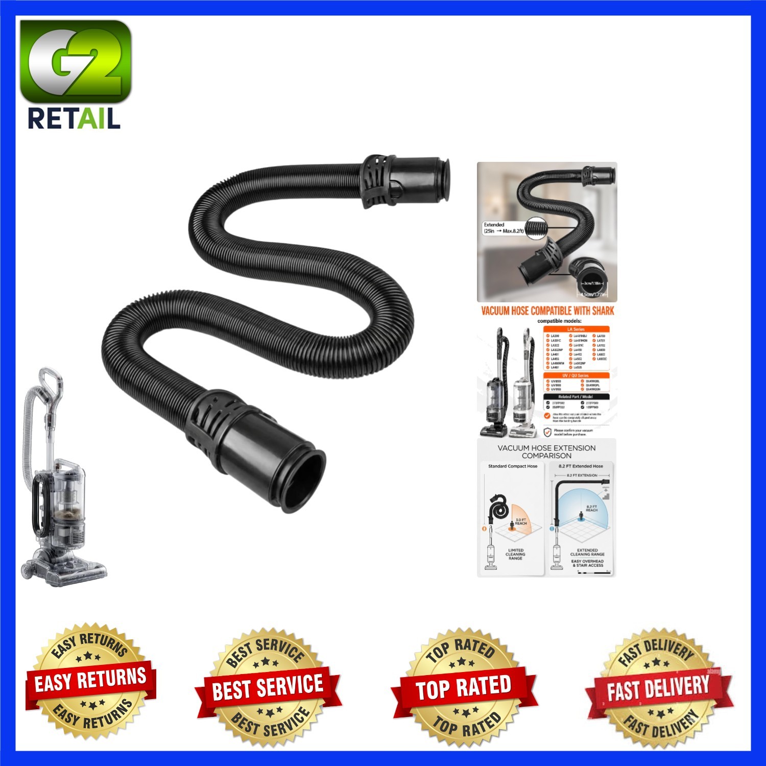 Replacement Hose Handle for Shark Vacuums – Only For Models LA502 LA322 (LA300 W