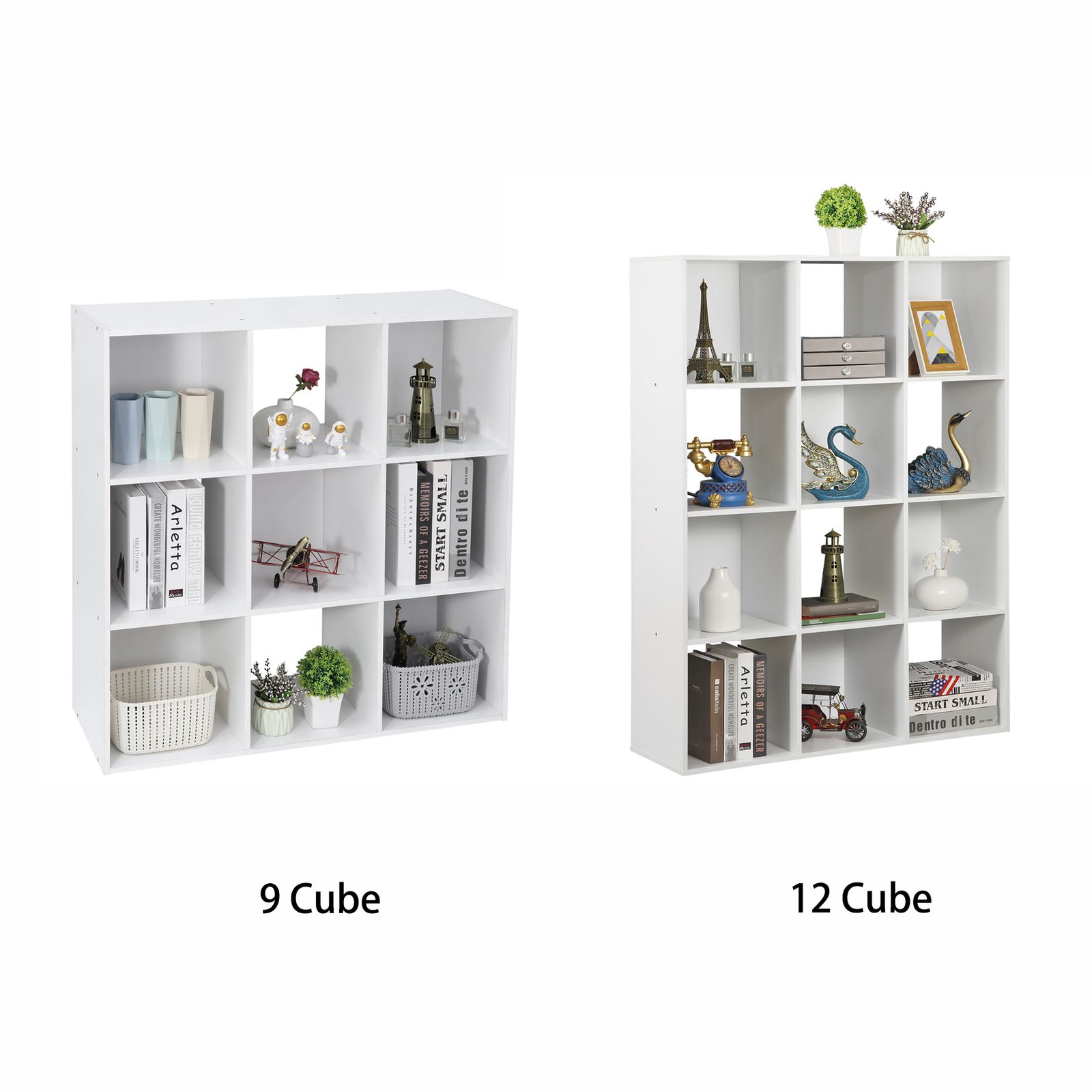 9/12 Cube White Storage Organizer Bookcase Home Office Display Bookshelf Shelves
