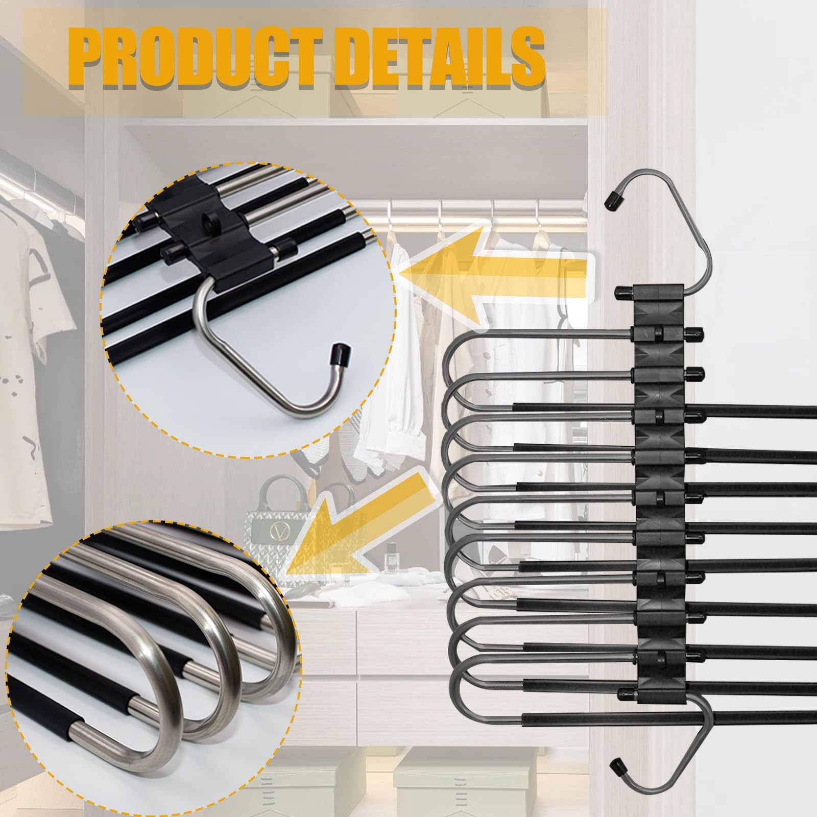 2Pack 9 Layers Foldable Pants Hangers Space Saving Trouser Hanger Multifuncti…