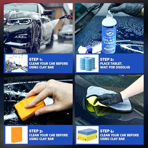 TEAWOO Clay Bars Kit, 6 Clay Bars & 20 PCS Lubricant Tablets, Complete 6 count