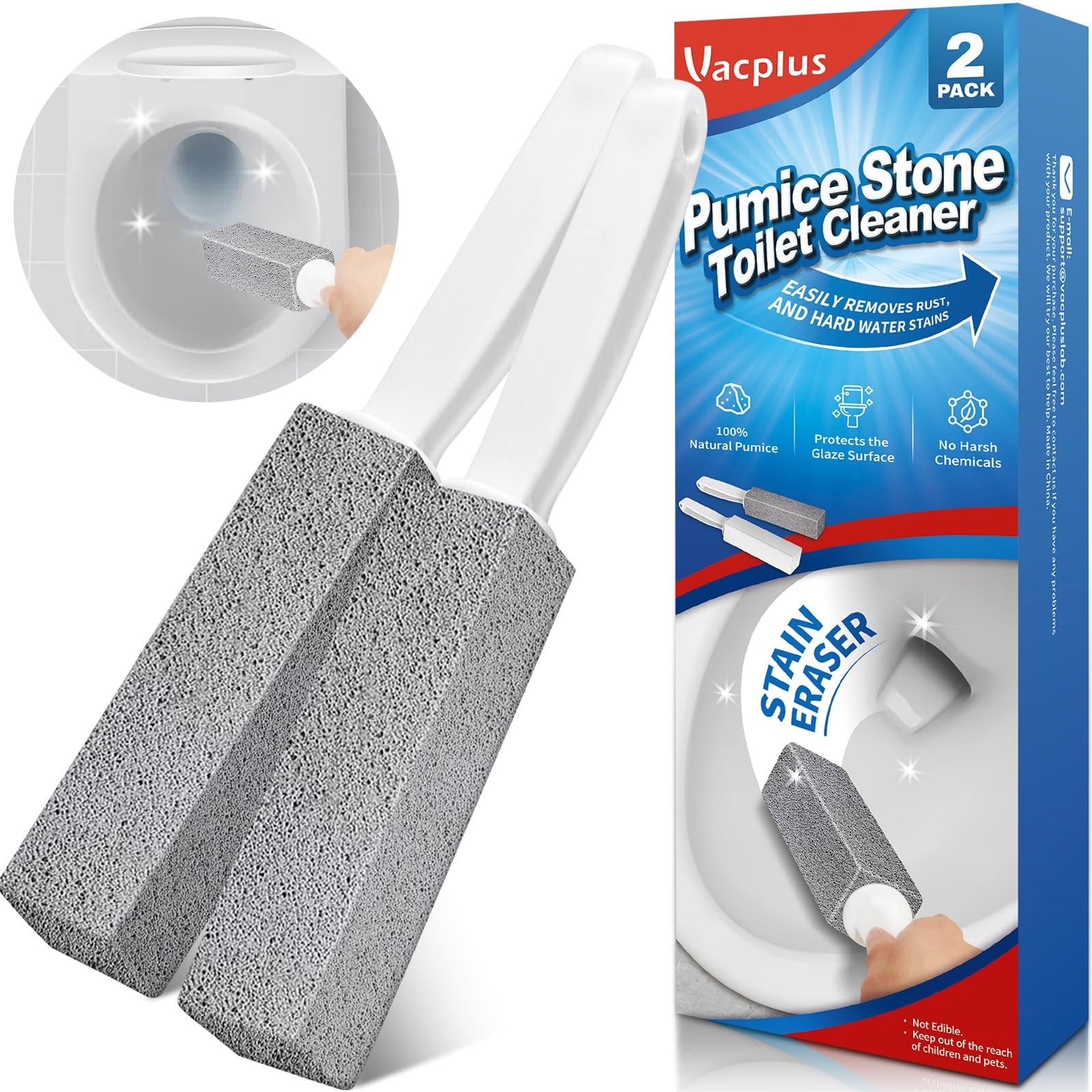 Vacplus Toilet Brush – Bowl 2 Count (Pack of 1), Gray(2x Efficiency)