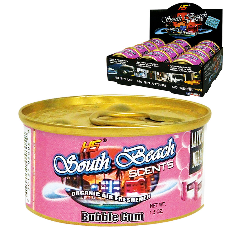 AIR FRESHENER 12 SOUTH BEACH BUBBLE-GUM ORGANIC 1.5 OZ CAN CAR HOME OFFICE
