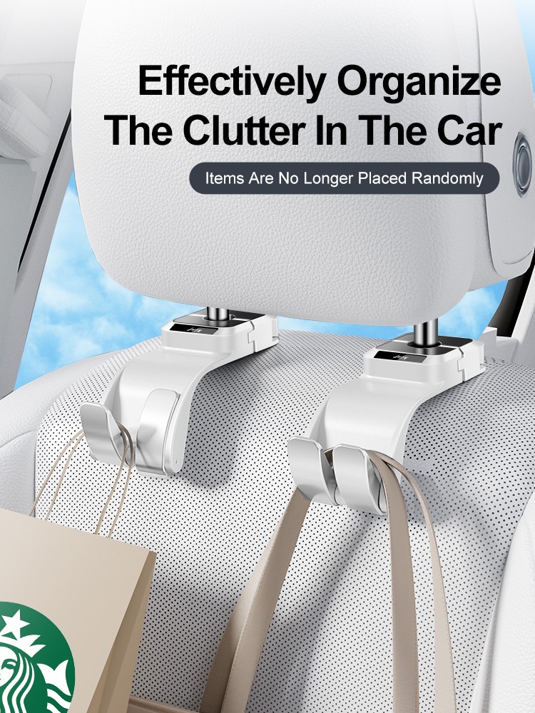 Car Headrest Hook, Hidden Folding Purse Hanger Bag Holder for Seat,360° Rotation