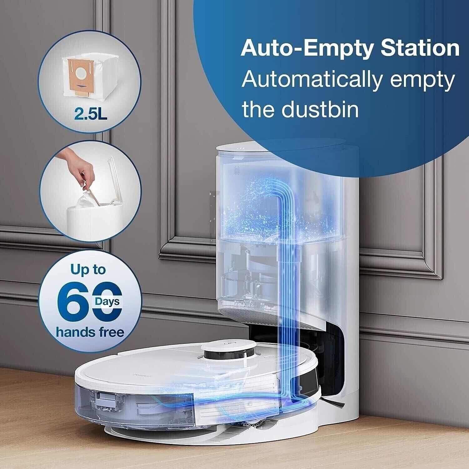 Refurbished ECOVACS Deebot N8 Vacuum Mop Robot with Auto-Empty Station *White