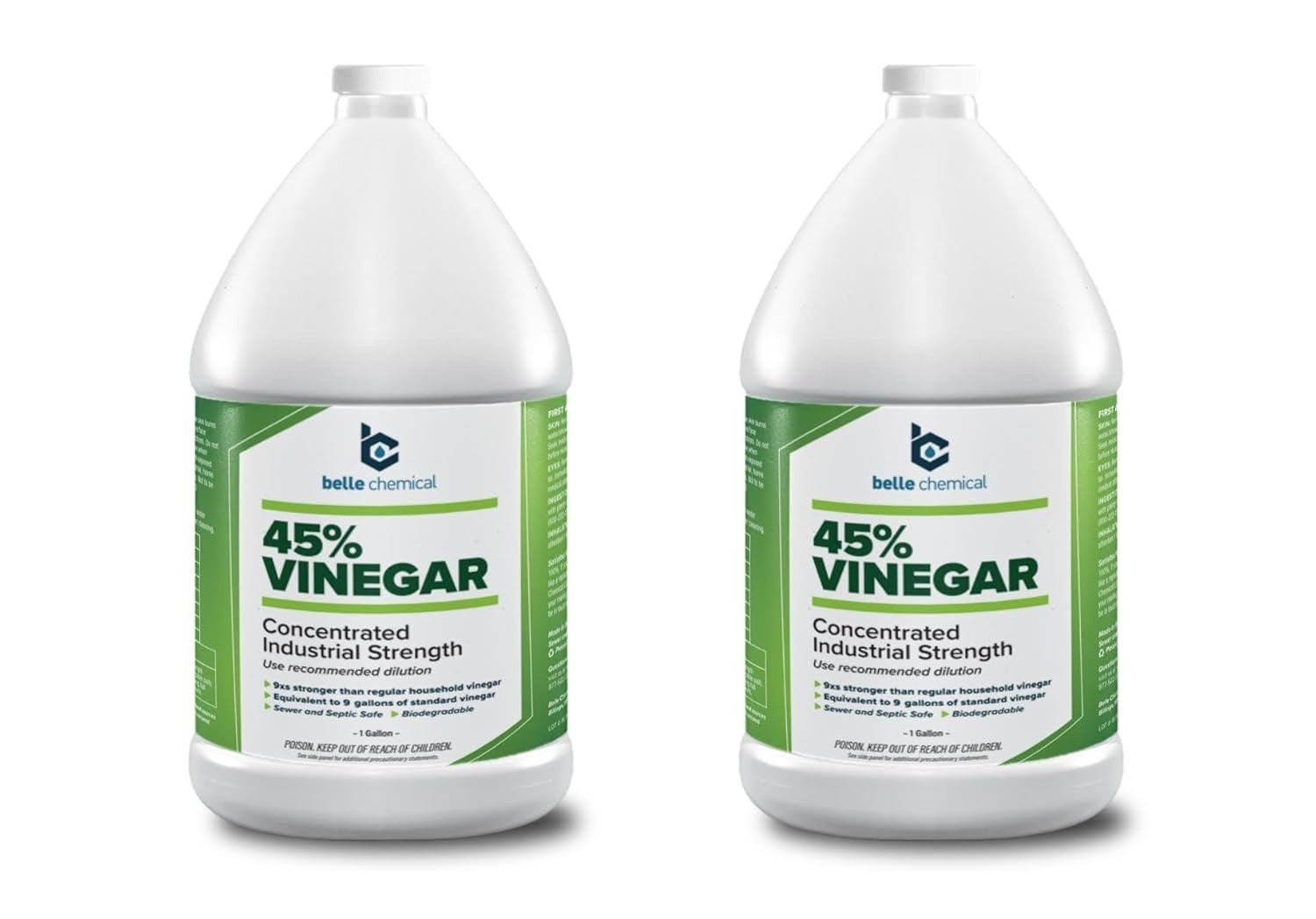 45% Pure Vinegar Concentrated Industrial Grade (2-Gallons) Biodegradable, Liquid