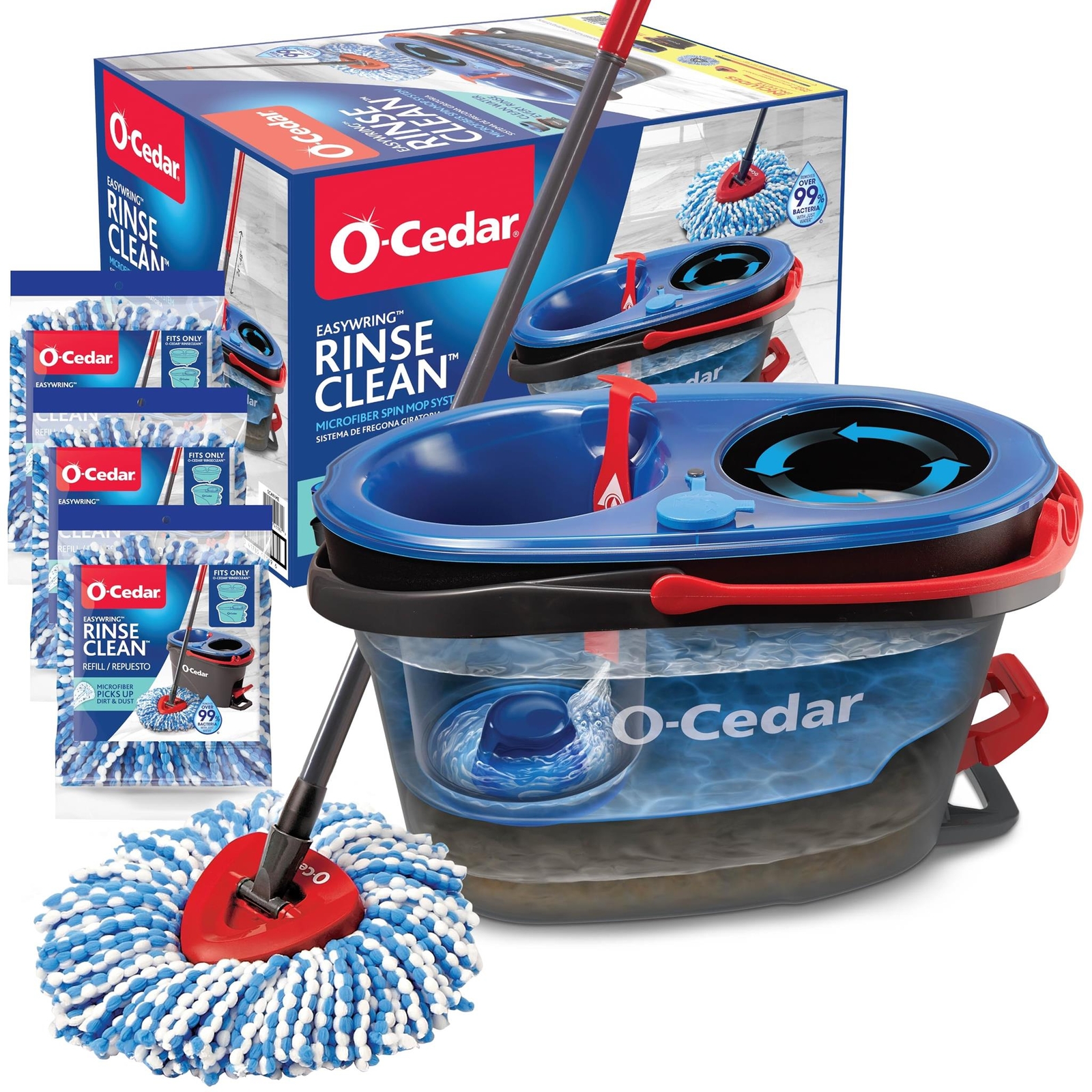 O-Cedar EasyWring RinseClean Microfiber Spin Mop & Bucket Floor Cleaning System