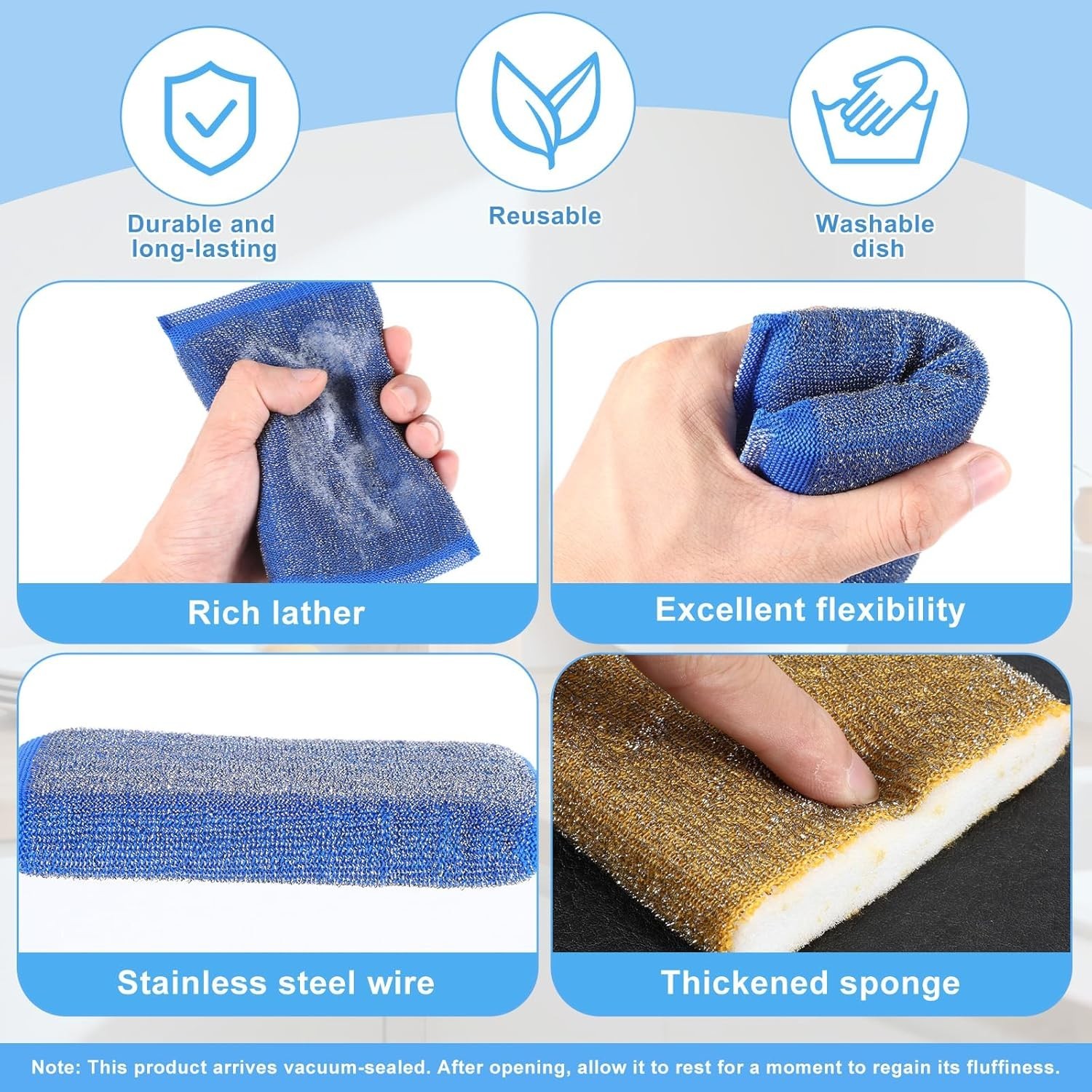 NiceGo Dish Wash Sponge, Multi-Use Heavy Duty Scrub for Dishwashing 12 Units