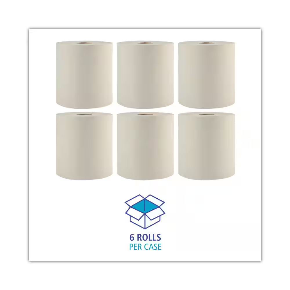 Hardwound Jumbo Paper Towel 6 Rolls Recycled Commercial Washroom 1-Ply 8″x800ft