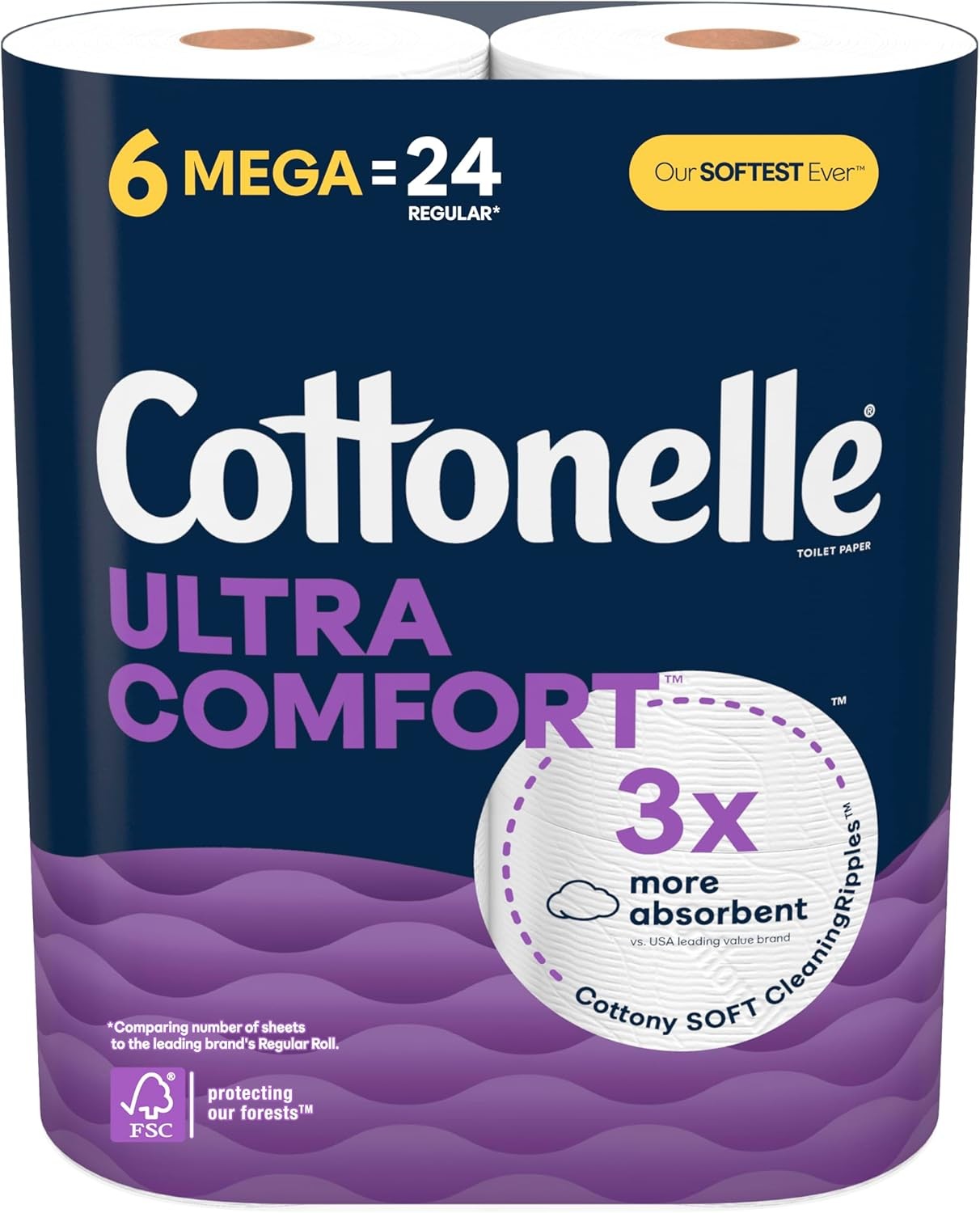 Cottonelle Ultra Comfort Toilet Paper Cushiony CleaningRipples Strong 24 Mega Ro