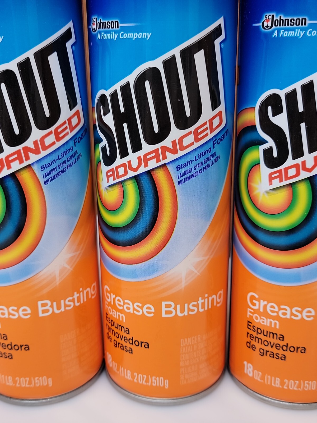 Shout Advanced Stain-Lifting Grease Busting Foam ~ 18 oz 4 Pack