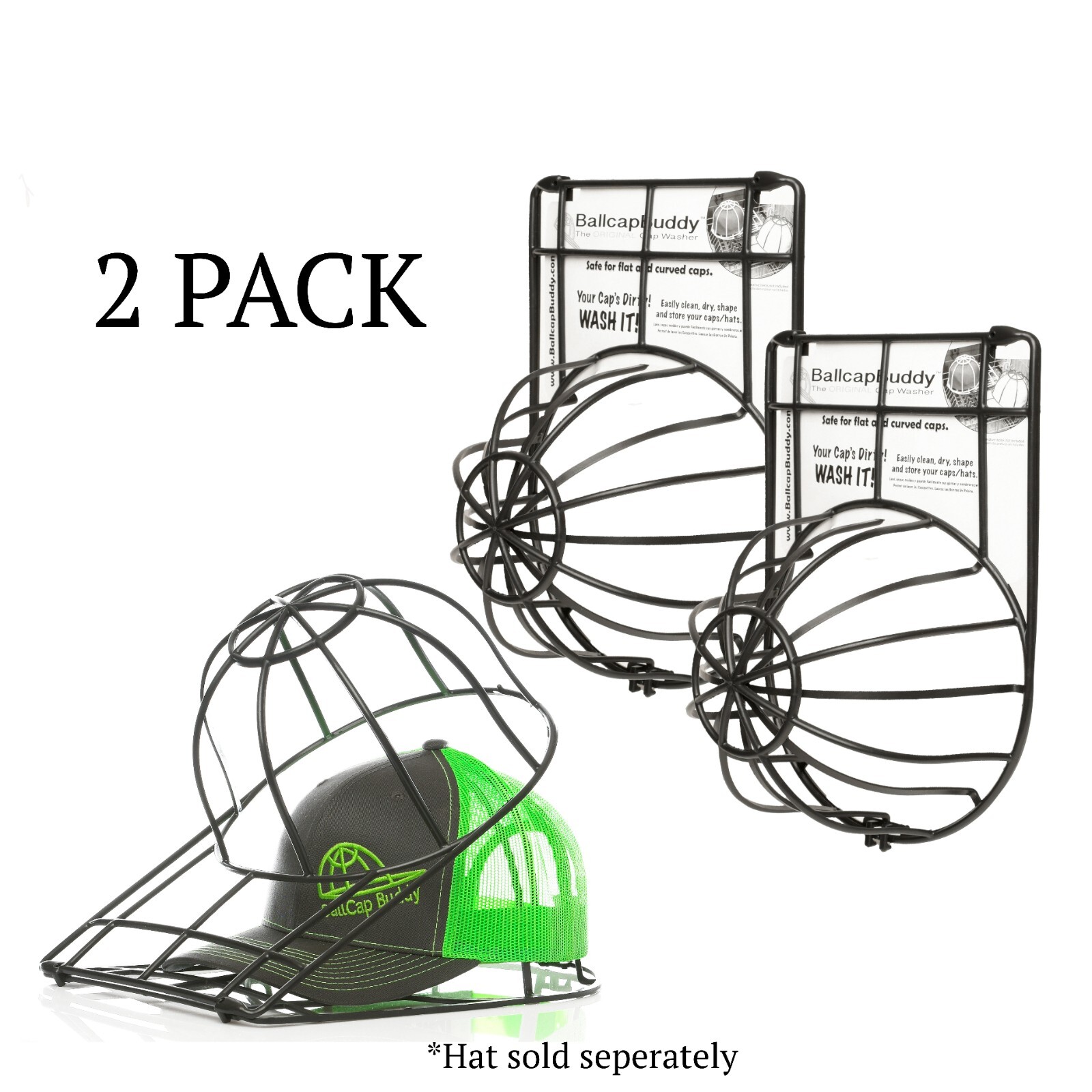 Ballcap Buddy Cap Washer Hat Washer Ball Cap Cleaner 2-pack black – Made in USA