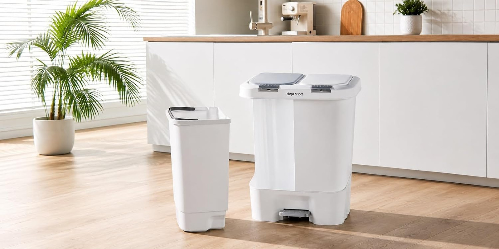 Step N’ Sort 2 X 5.5 Gallon, Dual Trash and Recycling Bin with Slow Close Lid