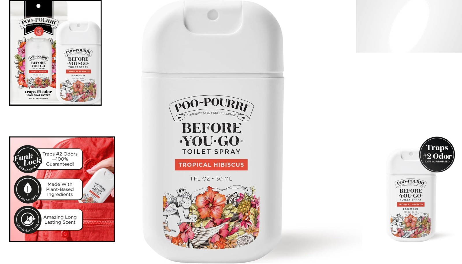 Compact Travel Toilet Odor Deodorizer, Tropical Hibiscus, TSA Approved, 1 Fl Oz