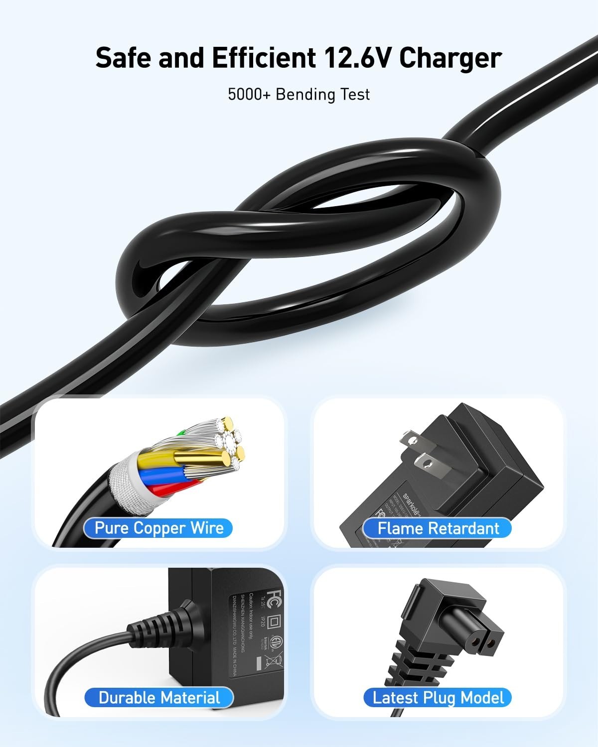 Quick Charge 12.6V AC Adapter for Cordless Pool Vacuum Cleaner, Compatible with