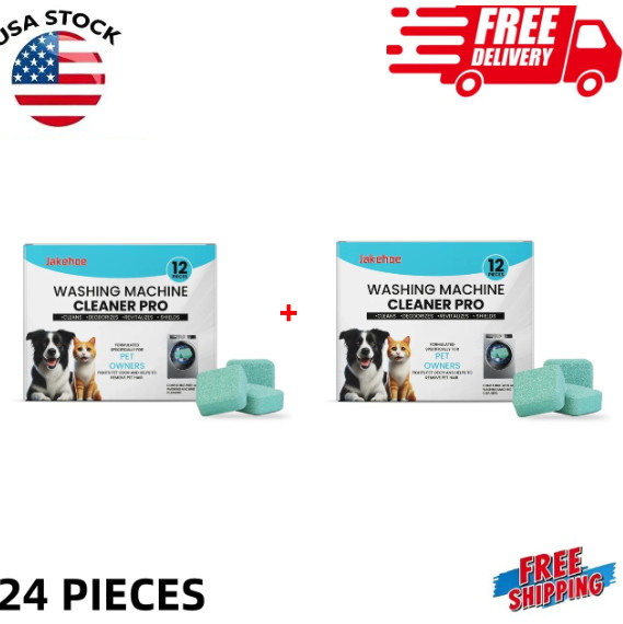 24 Pack Washing Machine Cleaner Tablets for Pet Deep Clean Remove Pet Hair Odor