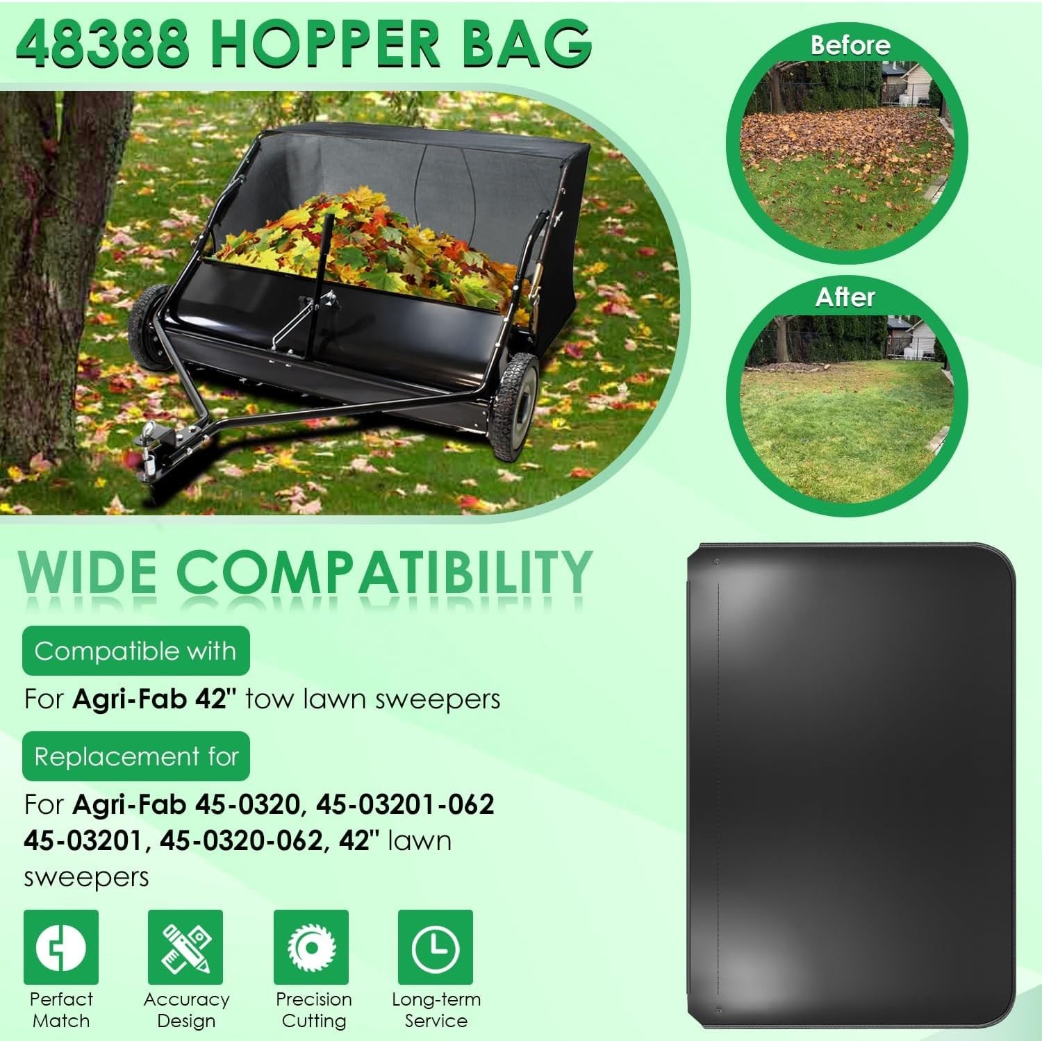 48388 Hopper Bag Lawn Leaf Sweeper Bag for Agri Fab 42″ Sweeper Parts