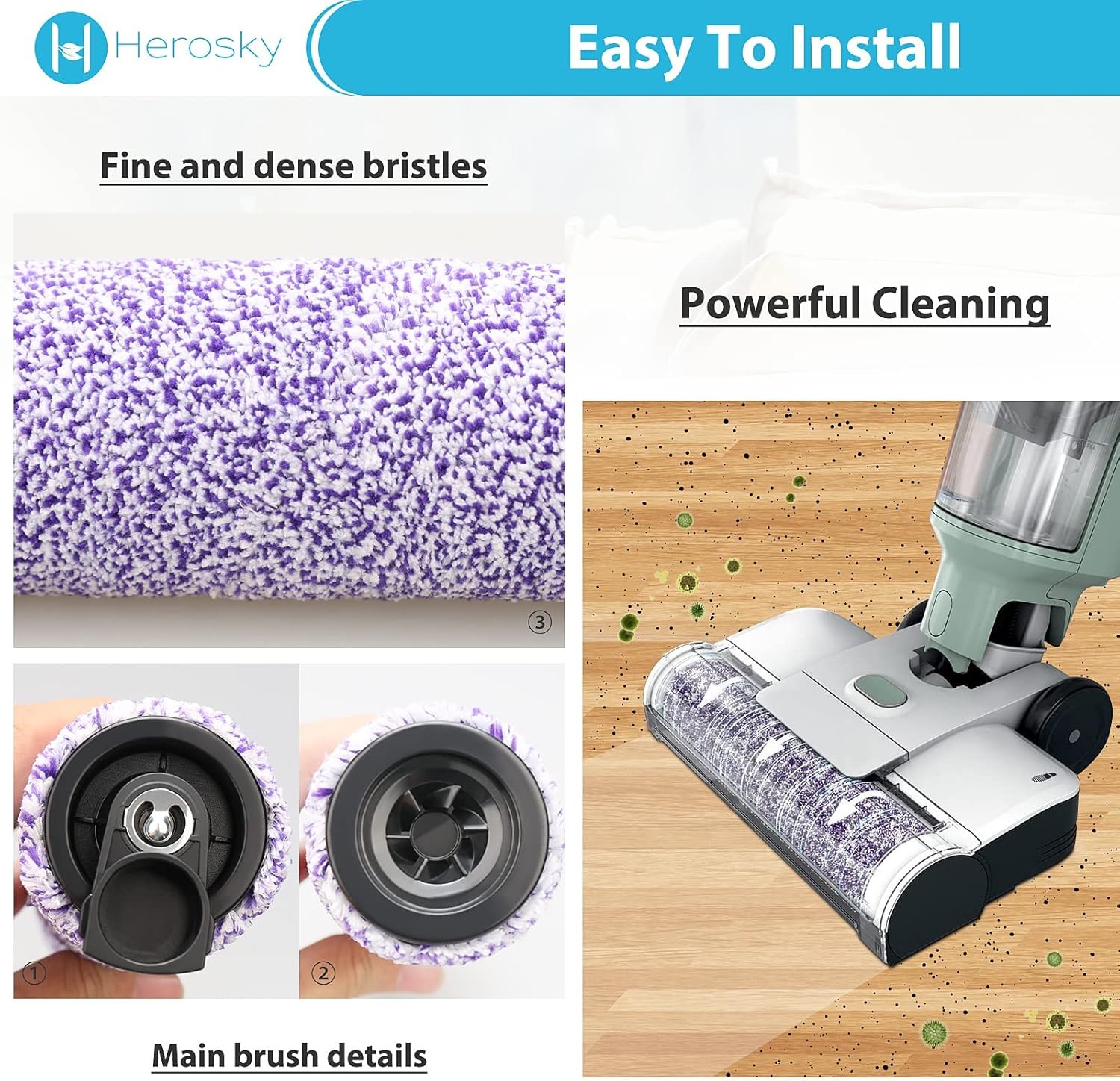 2 Hydrovac Brush Roller and foam Filter kit For Shark Hydrovac AW261 WD261