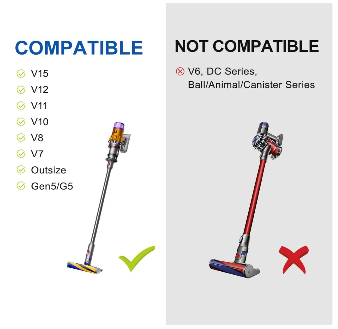 Crevice Tool for Dyson V15 V12 V11 V10 V8 V7 Gen5 G5, Narrow Nozzle for Crevices