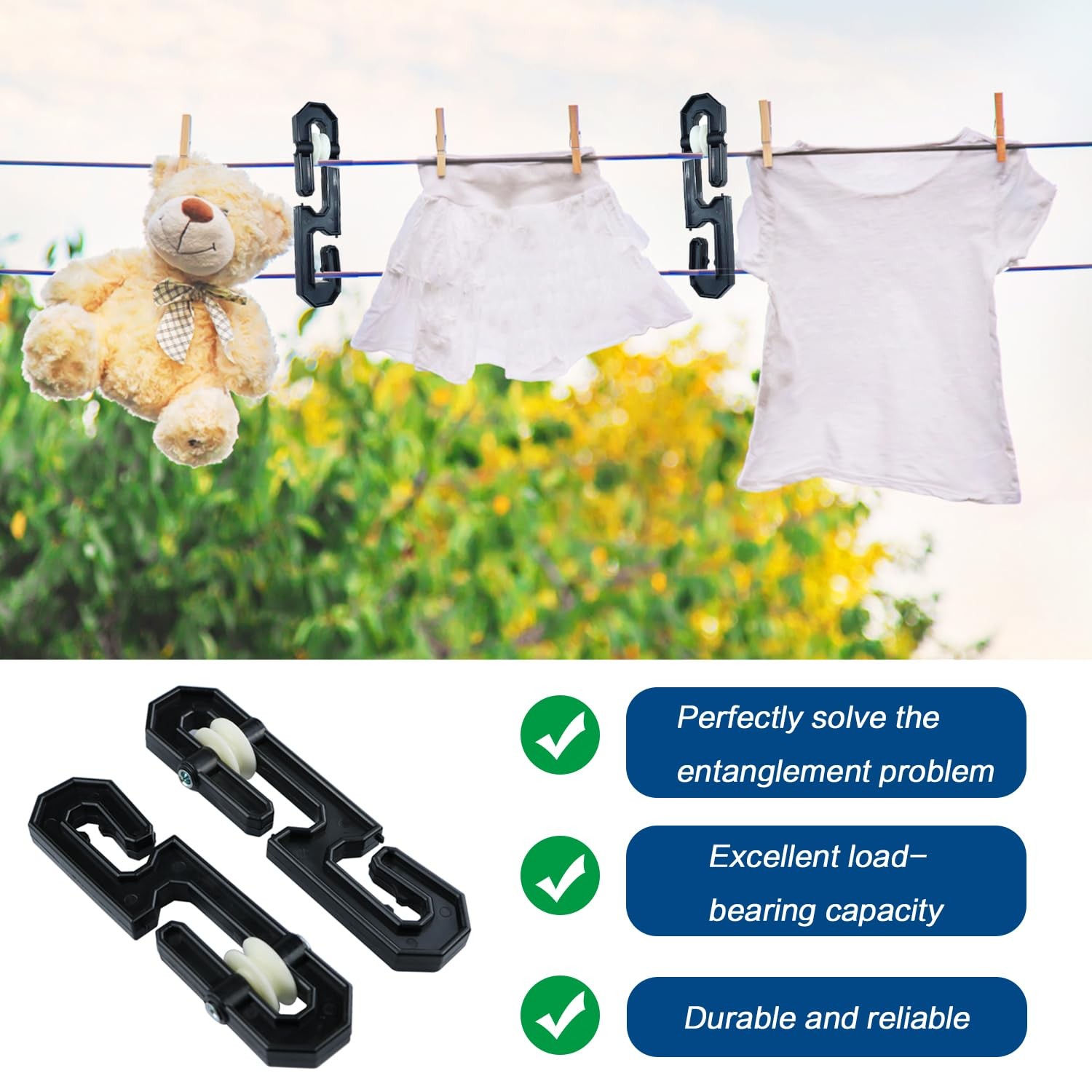 2 Pack Clothesline Spreader, Plastic Aluminum Clothesline Separator Pulley Ki…