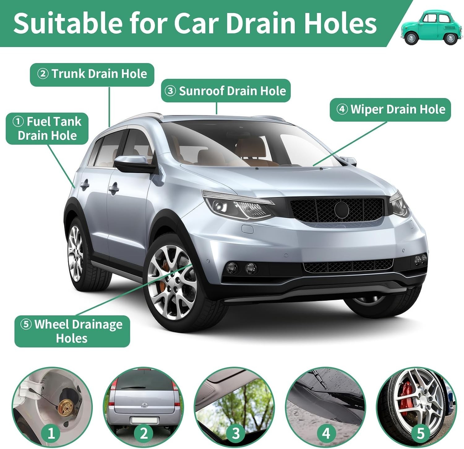 3 pcs Auto Sunroof Drain Cleaning Tool, 120 Inch Long Flexible Tube Cleaning Bru