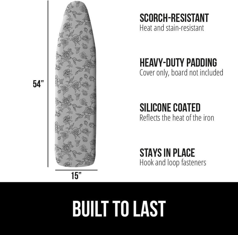 Scorch Resistant Ironing Board Cover with Strong Bungee Elastic – Floral