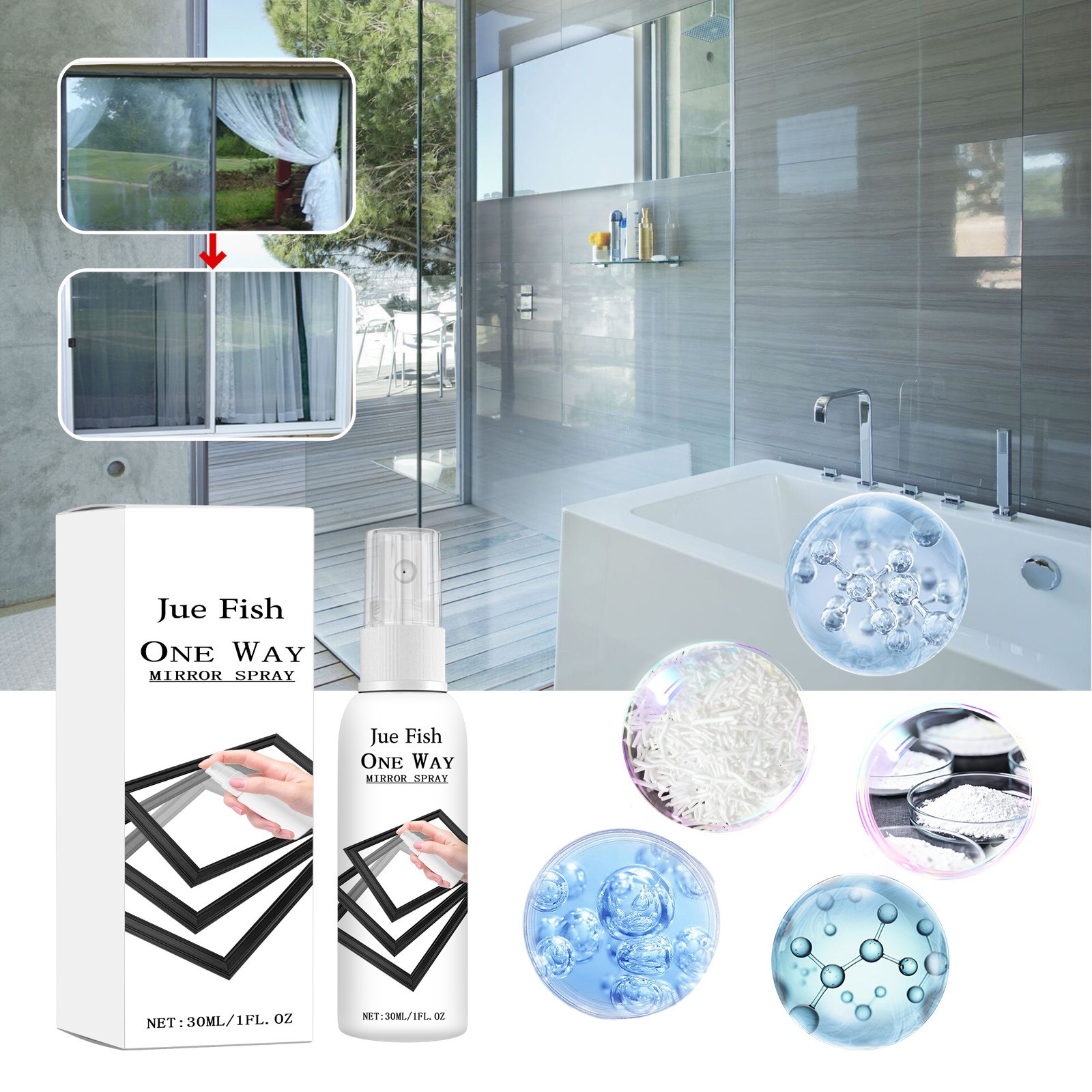 One Way Mirror Spray,Infrared Blocking Spray,Reflective Window Spray Home & Car