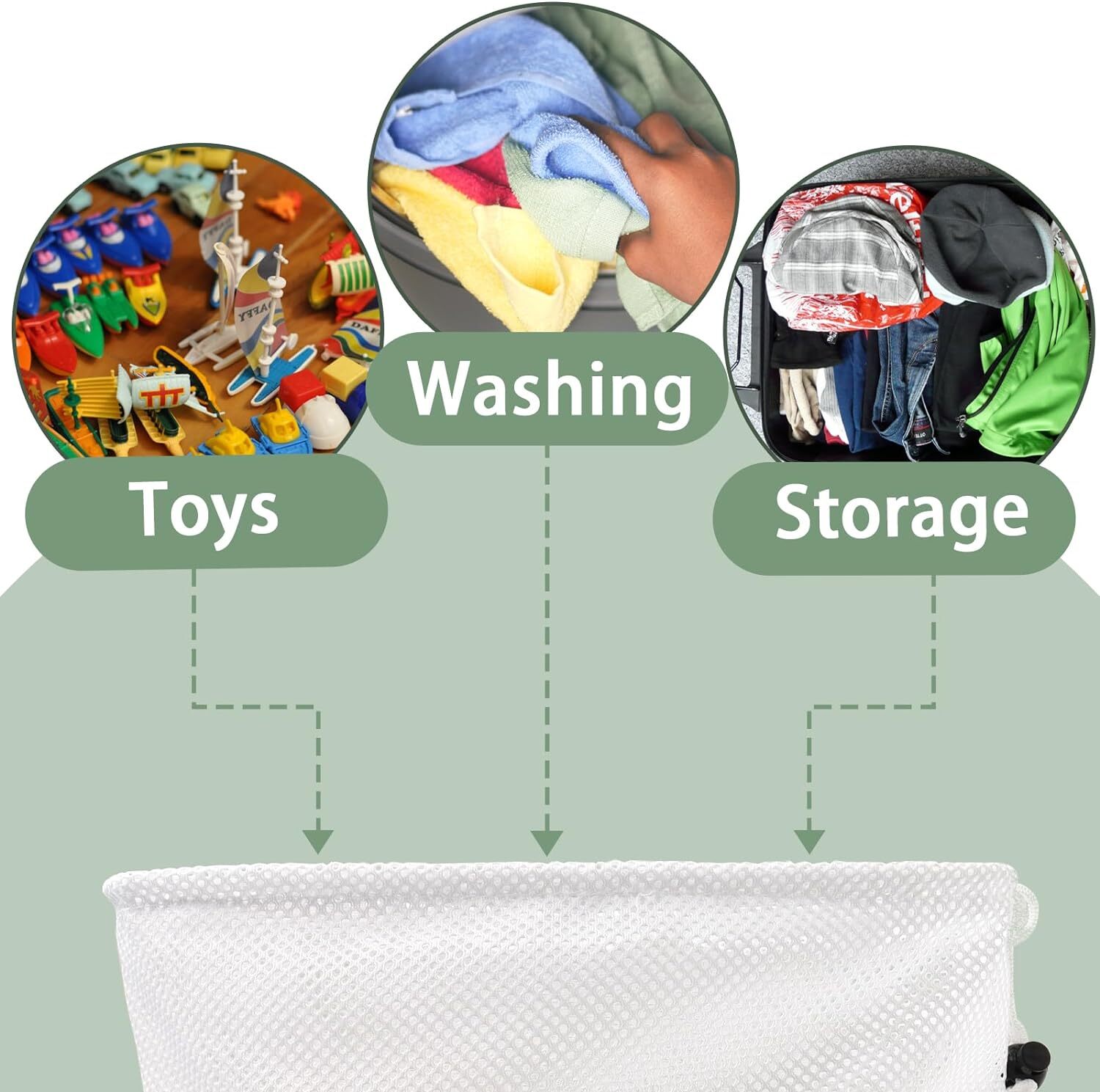 2× Heavy Duty Laundry Bag Large Mesh Wash Clothes With Drawstring Top Closure US