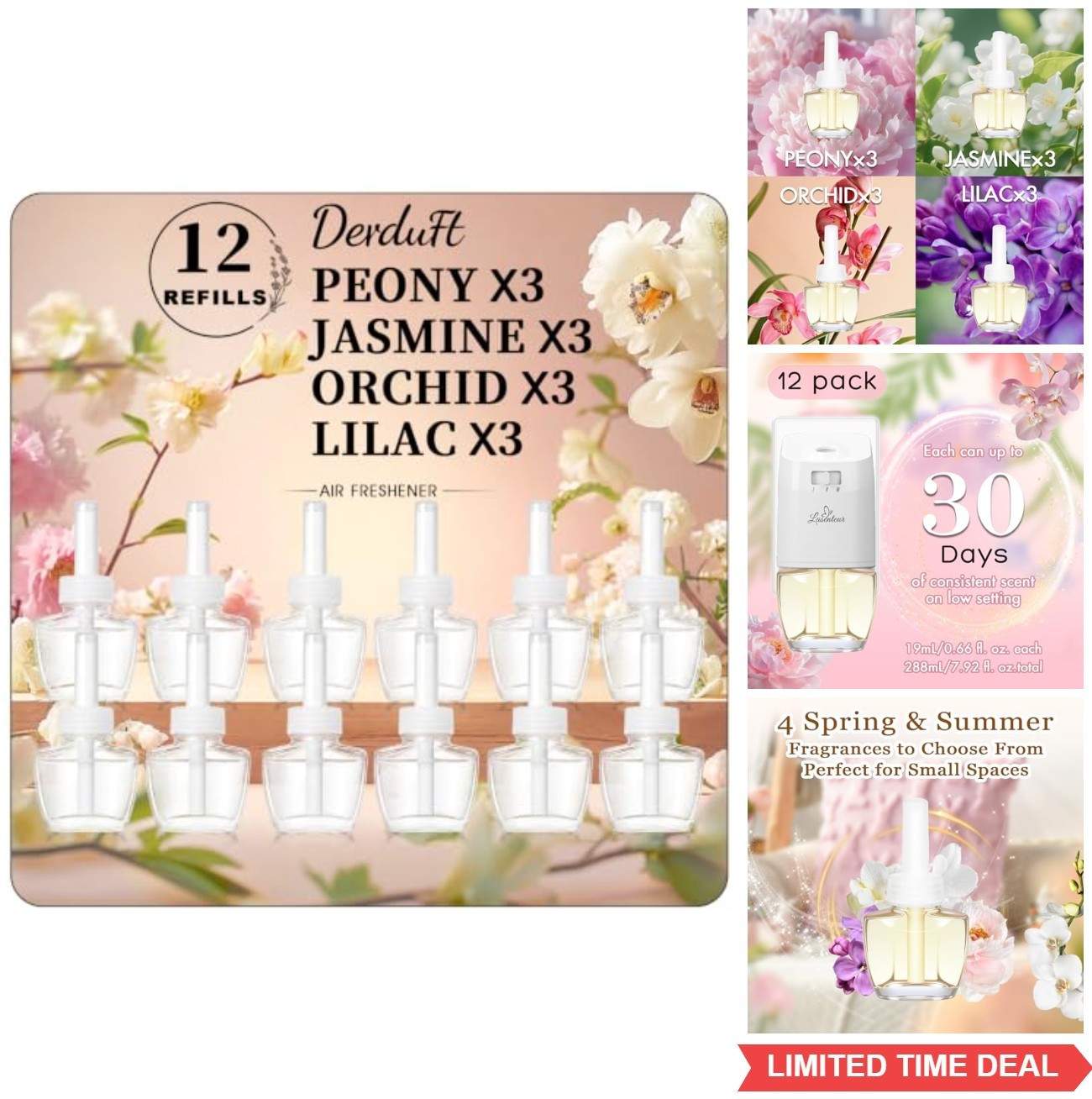 Wall Plug In Air Freshener Refills 12 Count Floral Peony Jasmine Orchid Lilac