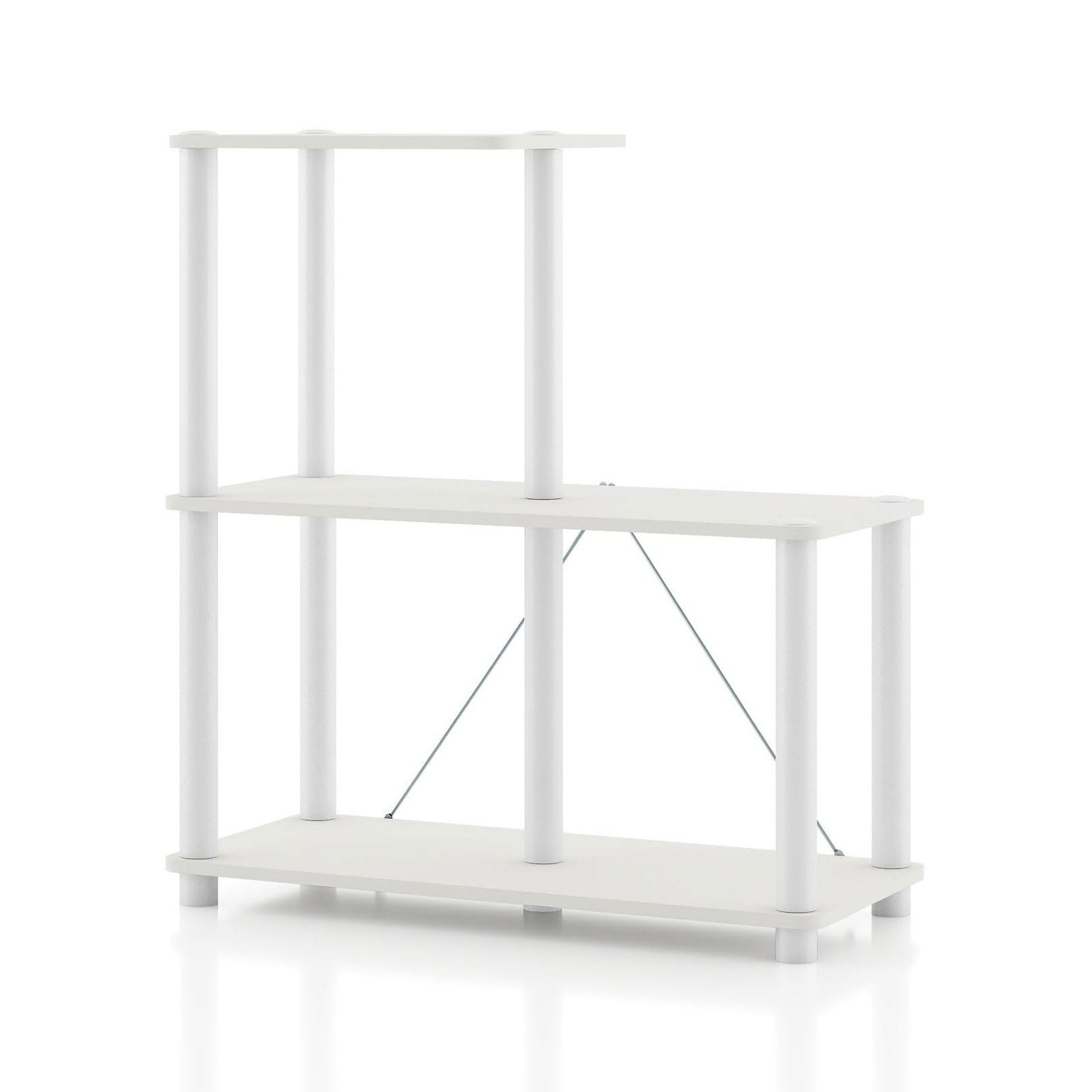Homes: Inside + Out Apexa Modern 3-Cube Ladder Shelving Units, White