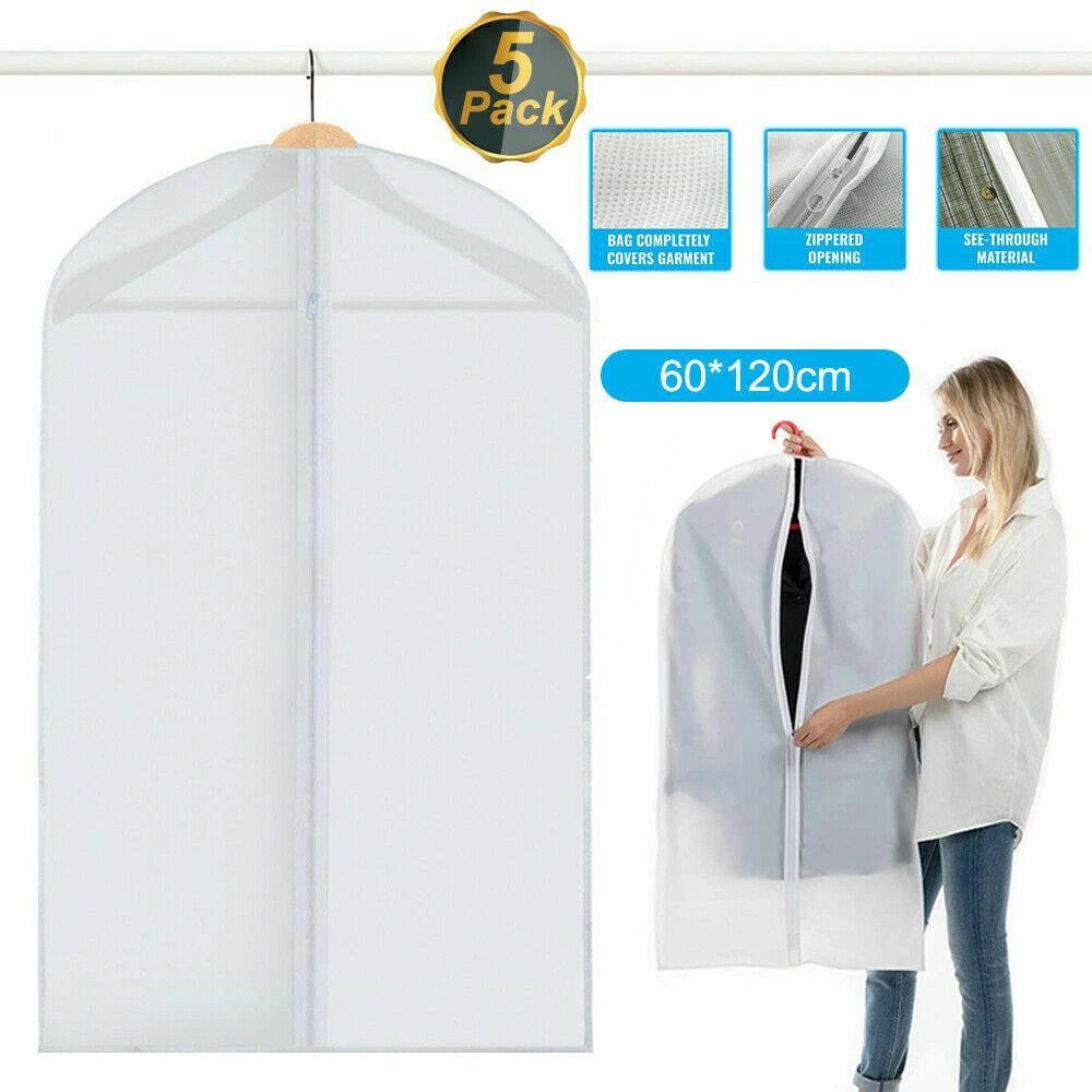 4Pcs Clothes Coat Protect Garment Cover Bags Suit Storage Bags Zipper Dress USA