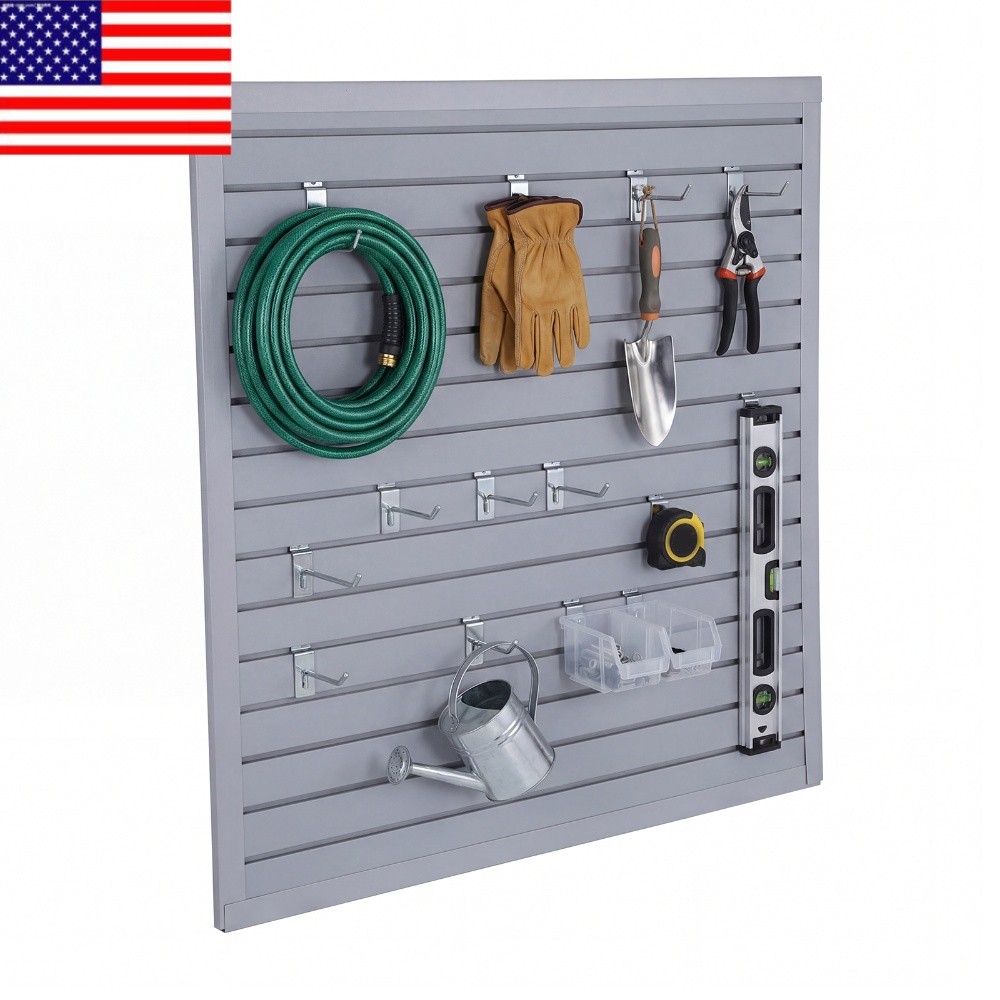 4×1 FT PVC Slat Wall Paneling Grey Panels for Home & Bike Rack Storage