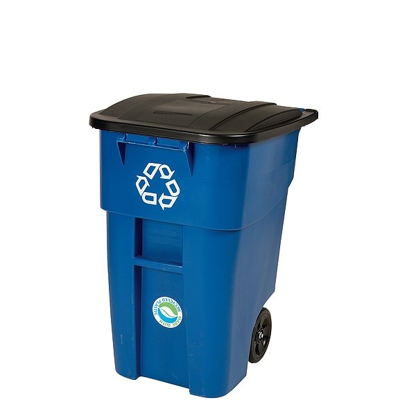 Rubbermaid Commercial Fg9w2773blue 50 Gal Rectangular Recycling Bin, Flat Top,