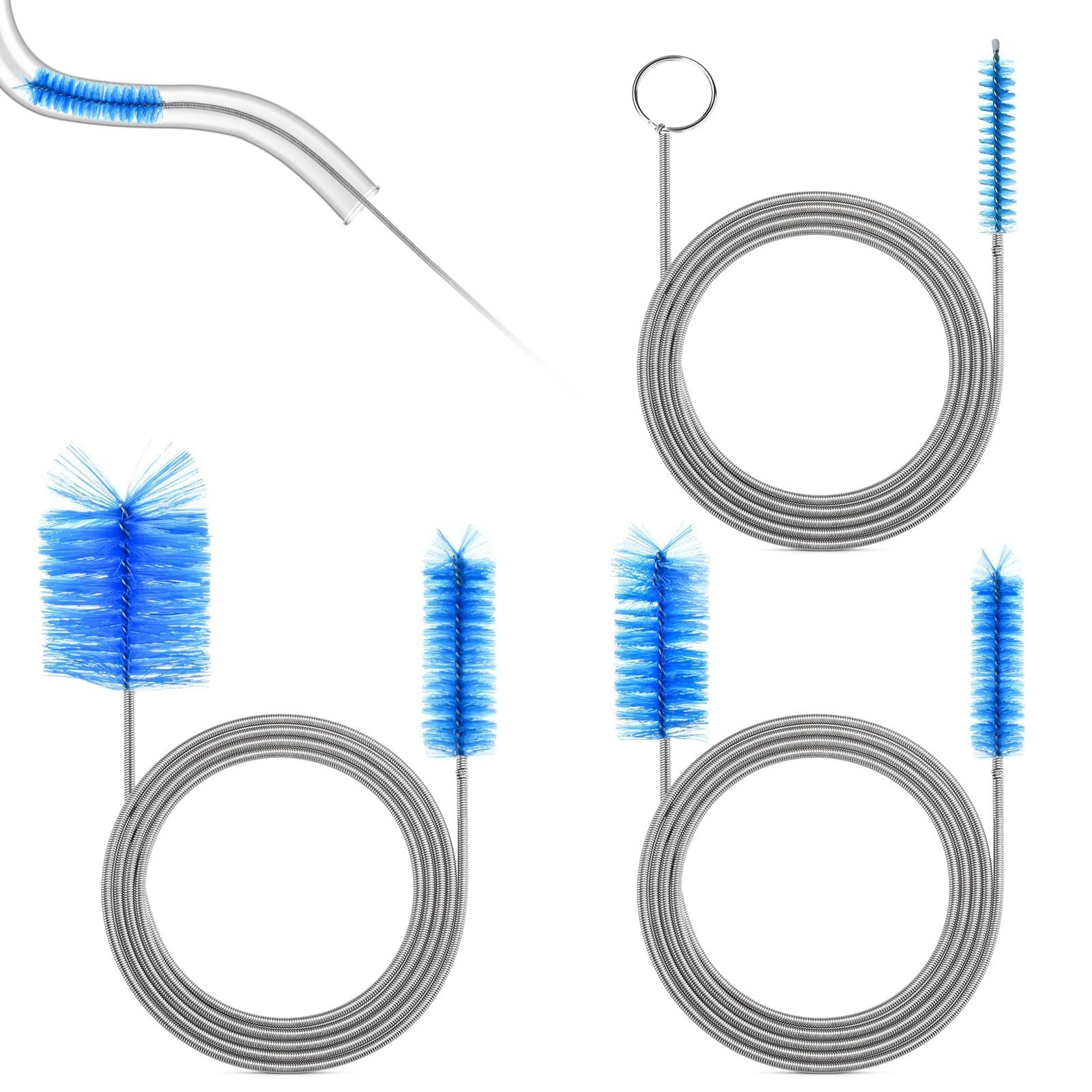 3 PCS Double Ended Drain Cleaning Brush Set Flexible Pipe Clog Remover Tool US