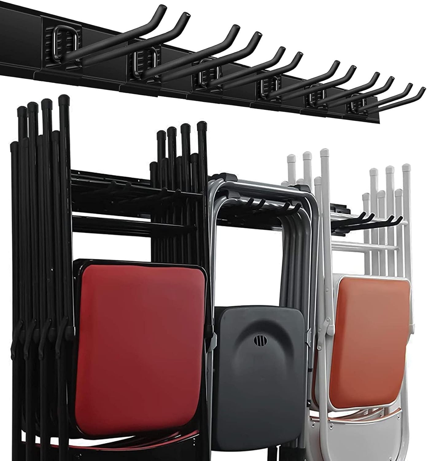 Wallmaster Garage Storage Organizer w/ 6 Adjustable Hooks Wall Mount 450lb Black