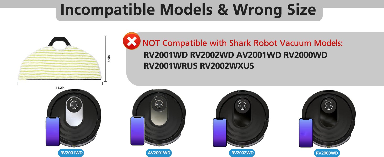 AV2610WA RV2610WA Vacuum Mop Replacement Pads Compatible with Shark RV2610WA