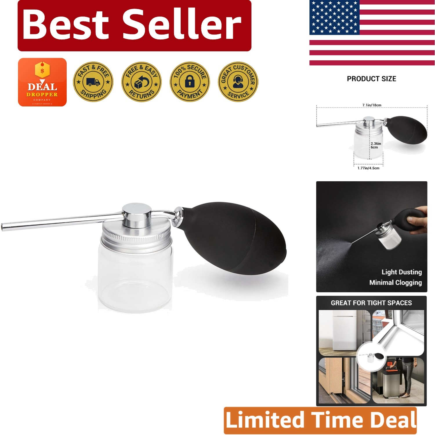 Diatomaceous Earth Duster – Metal Spray Bottle for Precise Indoor & Outdoor Use