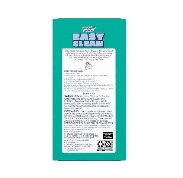 Scrubbing Bubbles Easy Clean Foaming Toilet Bowl Cleaner, Easy Drop In Powder Po