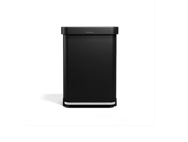 Simplehuman 55L rectangular step can with liner pocket matte black steel