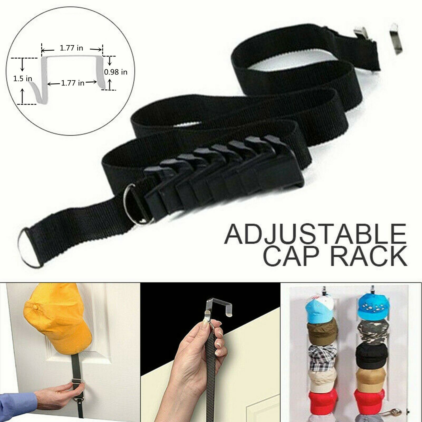 2× Cap Rack Closet Hanger Baseball Hat Wall Door Holder Hook Storage Organizer