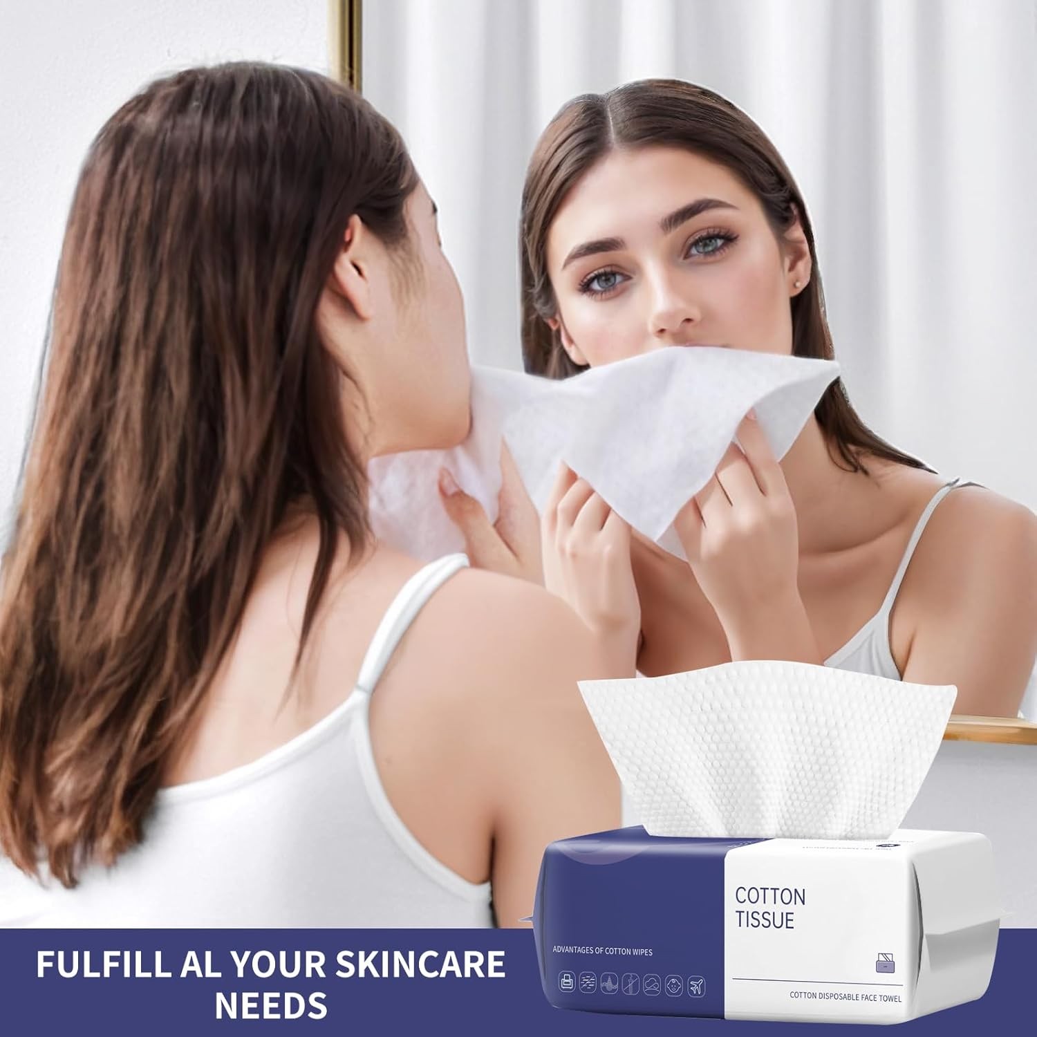 Disposable Face Towel, 100 Count Face Towels for Washing Soft Cotton Dry Wipes