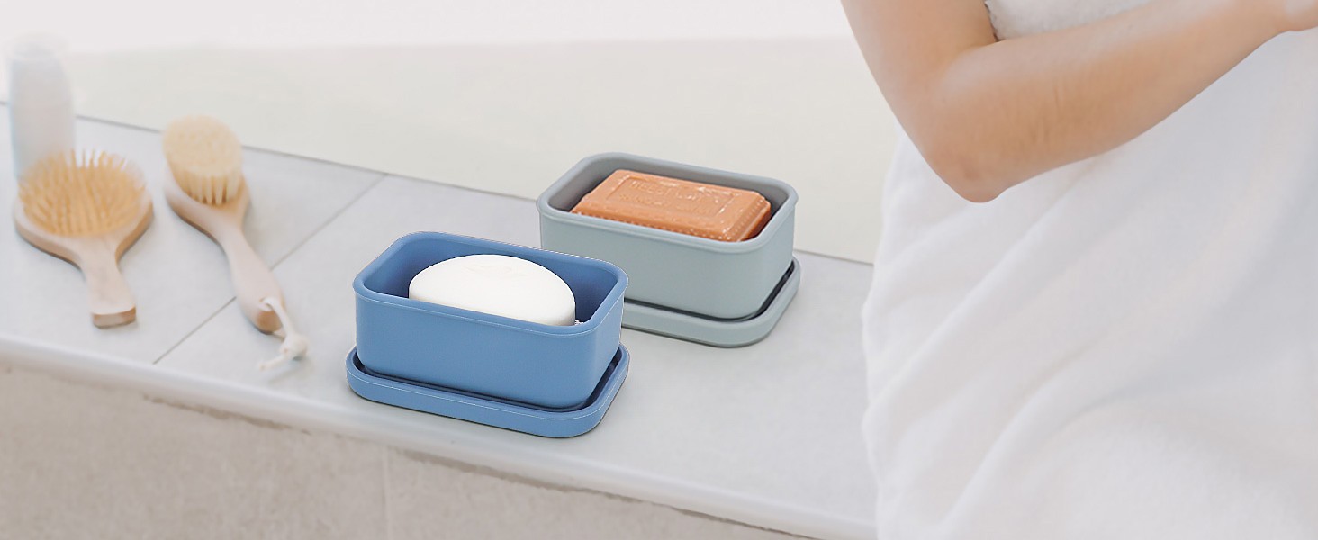 Leak Proof Silicone Travel Soap Case with Drain Pad, Shatterproof Compact Bar